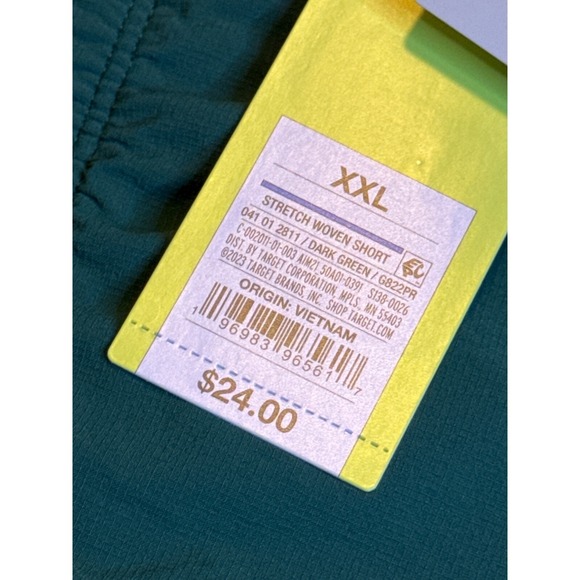 All in Motion Men's Stretch Woven Shorts 7", Dark Green, Size XXL, NWT - Picture 3 of 5